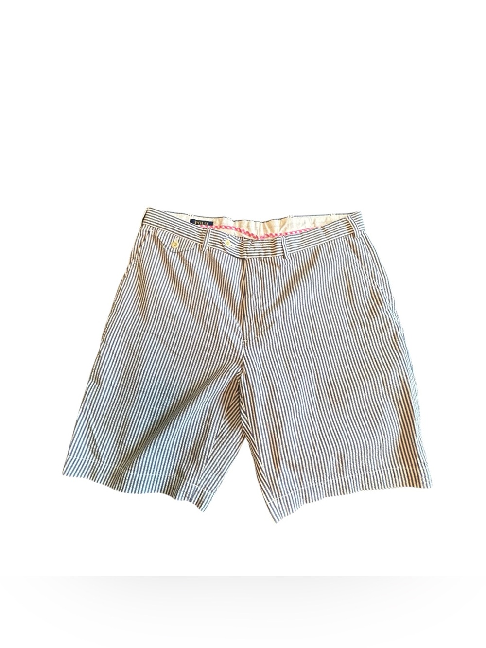 Ralph Lauren Blue and White Seersucker Flat Front Shorts